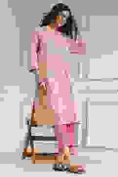 Coral Cotton Printed A-Line Kurta image number 0