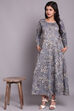 Grey Floral Winter Printed Dress image number 0