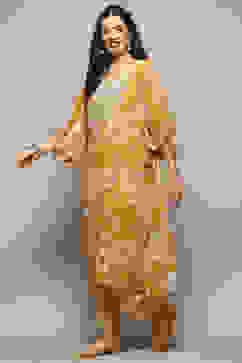 Yellow Polyester Straight Printed 2 Piece Set image number 3