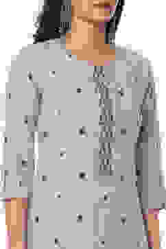 Light Blue Cotton Unstitched Suit Set image number 1