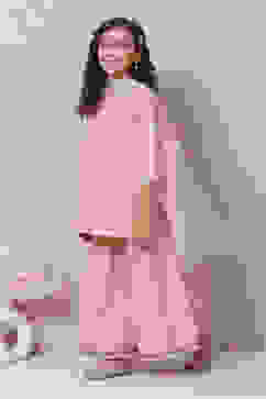 Onion Pink Art Silk Sharara Kurta Garara Suit Set image number 3