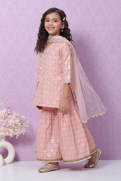 Onion Pink Art Silk Sharara Kurta Garara Suit Set image number 3