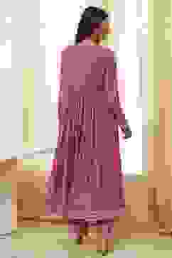 Onion Pink Cotton Printed Anarkali Suit Set image number 3