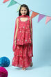 Deep Fuchsia Cotton Printed Kurta Garara Suit Set image number 6