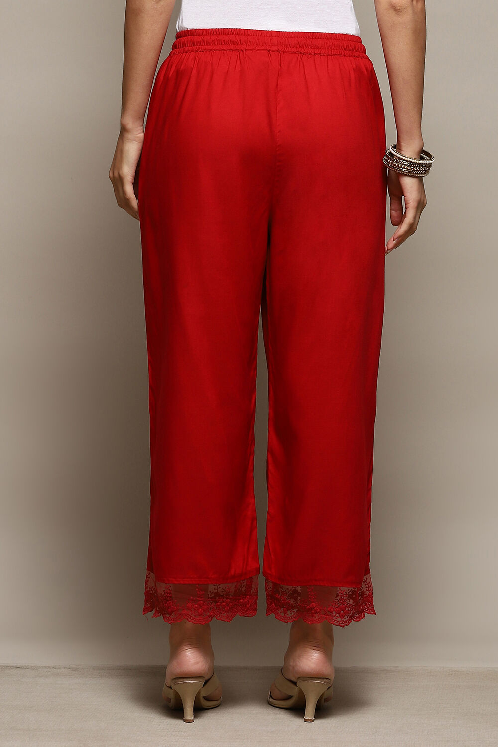 Black Rayon Regular Solid Palazzo image number 4