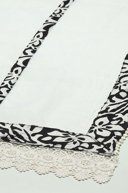 White Black Rayon Unstitched Suit Set image number 4