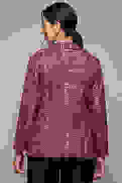 Maroon Poly Spandex Printed Jacket image number 3