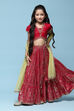 Fuschia Polyester Short Kurta Printed Suit Set image number 7