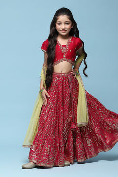Fuschia Polyester Short Kurta Printed Suit Set image number 7