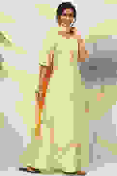 Lime Yellow Art Silk Straight Kurta Sharara Suit Set image number 6