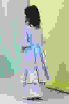 Powder Blue Cotton Tiered Kurta Set image number 4