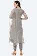 Grey Upada Silk Easy Stitch Suit Set image number 4
