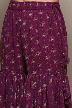 Purple Polyester Straight Printed Kurta Garara Suit Set image number 2