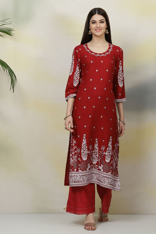 Blue A-Line Viscose Kurta image number 0