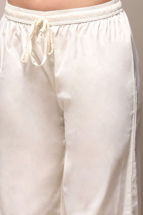 Cream Cotton Straight Suit Set image number 2