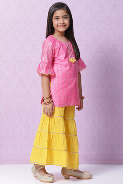 Pink Art Silk Straight Kurta Sharara Suit Set image number 5