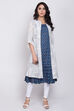 White And Indigo Cotton Front Open Printed Kurta image number 0