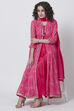 Pink Art Silk Front Open Kurta Churidar Suit Set image number 4