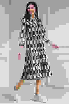 Black and White Cotton Tiered Dress image number 4