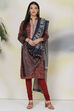 Maroon Art Silk Straight Kurta Churidar Suit Set image number 4