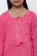 Pink And Turquoise Cotton Straight Kurta Salwar Suit Set image number 1