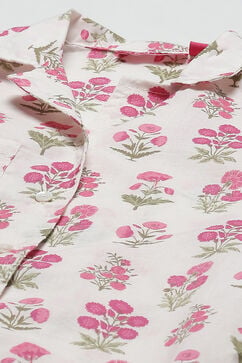 Off White & Pink Cotton Printed Sleepwear image number 1