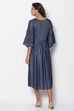 Denim Blue A-Line Cotton Yarndyed Dress image number 4