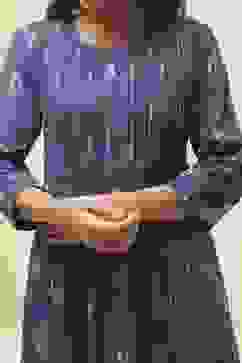 Navy Ikat Yarndyed Kurta image number 1