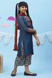 Blue Art Silk Girls Straight Straight Kurta Palazzo Suit Set image number 3