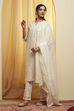 Off-White Embroidered Cotton Silk Kurta Set image number 3
