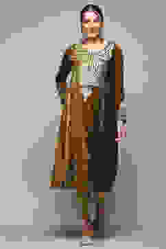 Brown Poly Velvet Straight Printed Kurta image number 5