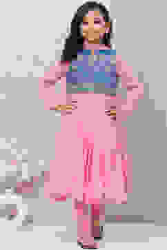 Pink Cotton Anarkali Kurta Churidar Suit Set image number 0