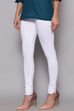 White Cotton Blend Solid Churidar image number 1