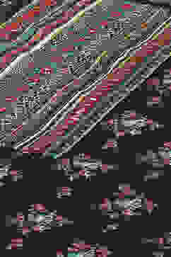 Black Linen Blend Straight Suit set image number 1