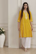 Yellow Cotton Solid Straight Kurta image number 0