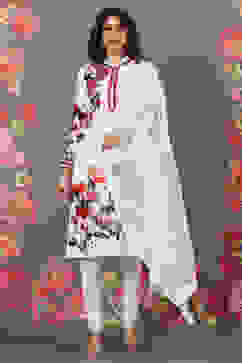 Rohit Bal Off White Cotton Straight Printed Suit Set image number 0