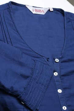 Blue Cotton Solid Kurti image number 1