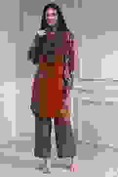 Orange Printed Straight Suit Set image number 0