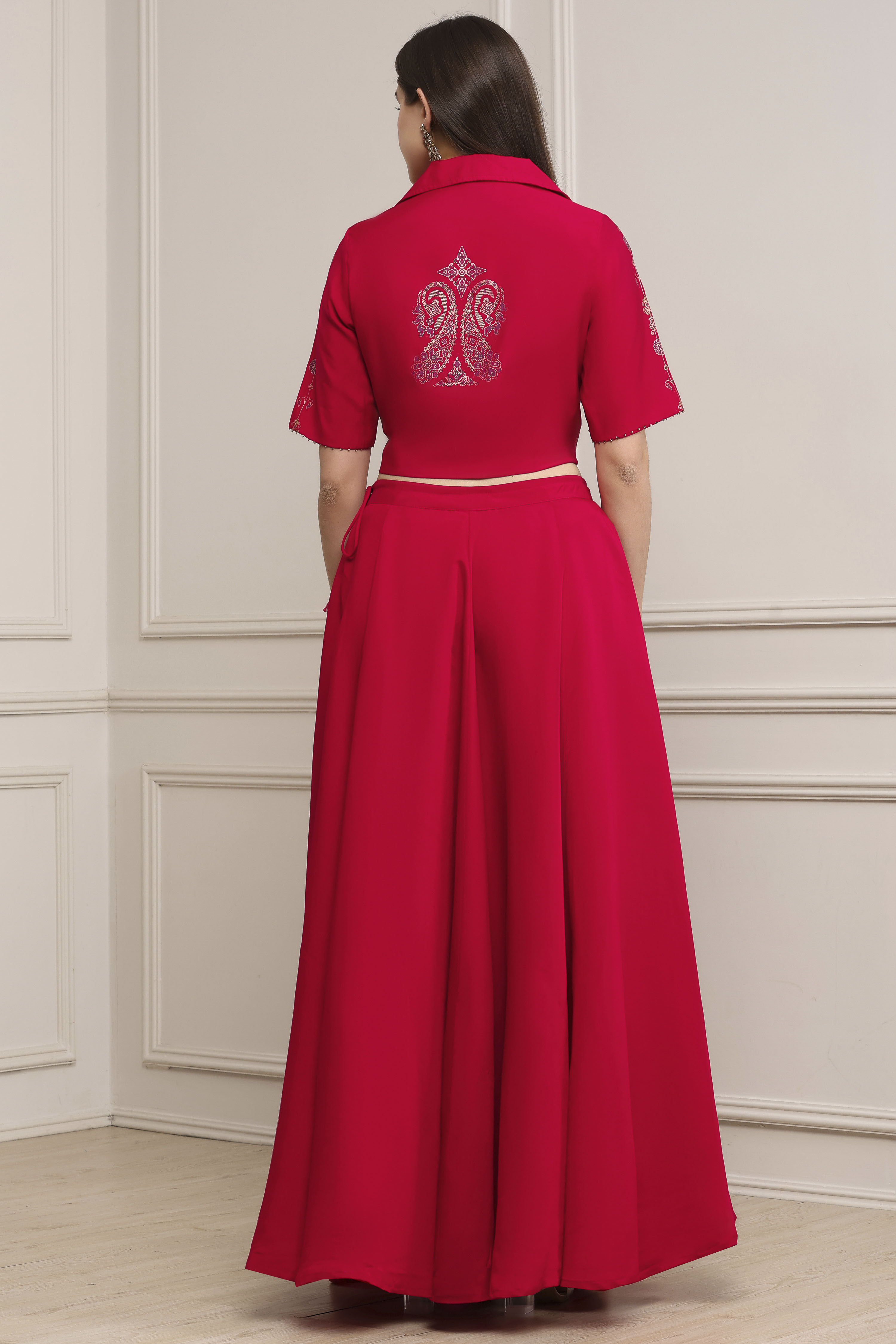 Fuchsia Viscose Rayon Kalidar Lehenga Set image number 4