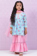 Blue Viscose Flared Kurta Garara Suit Set image number 0
