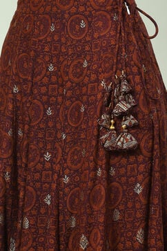 Brown LIVA Flared Skirt image number 1