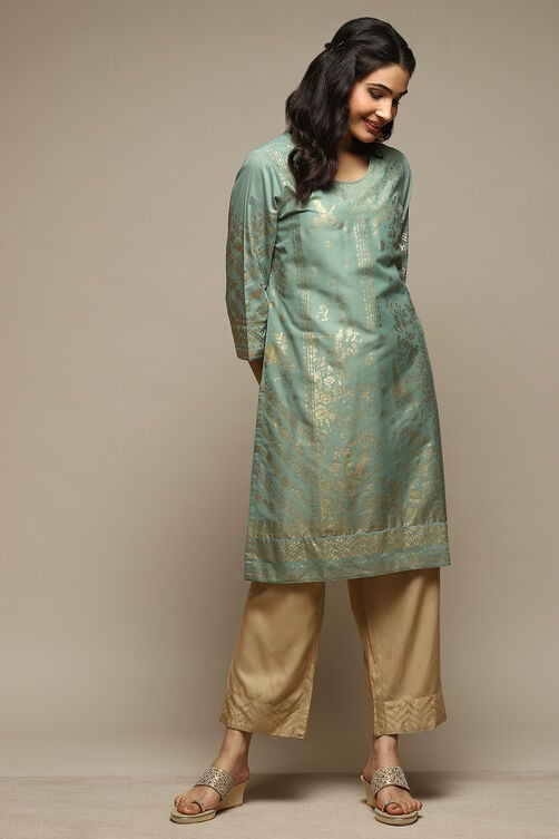 Gold Rayon Straight Palazzo image number 0