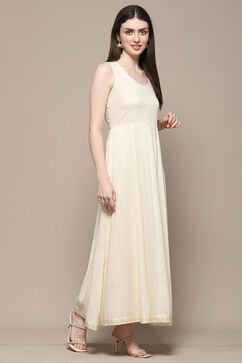 White Polyester Blend Straight Dress image number 6