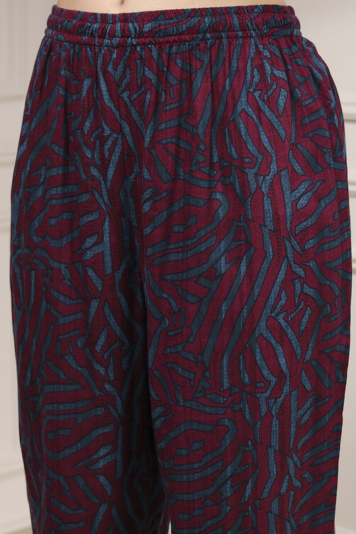 Teal Viscose Rayon Straight Printed Kurta Pants Set image number 2