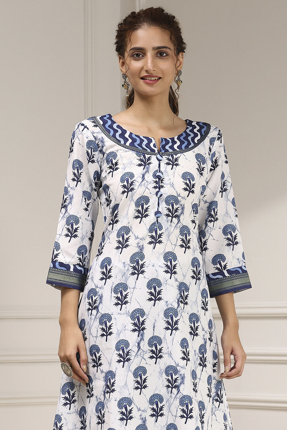 Indigo Cotton Modal Digital Print Unstitched Suit Set image number 2