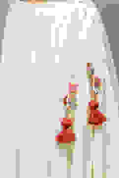 Red & Off White Cotton Blend Straight Kurta Suit Set image number 2