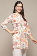 Off White Cotton Printed Short Kurta image number 4