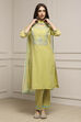Peach Art Silk A-Line Kurta Regular Pant Suit Set image number 5