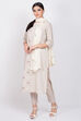 Off White Cotton Straight Suit Set image number 2