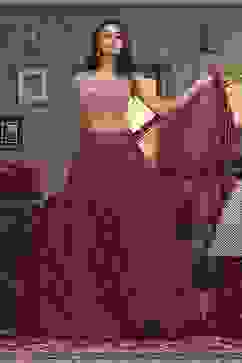 Pink Chanderi Digital Printed Lehenga Set image number 6